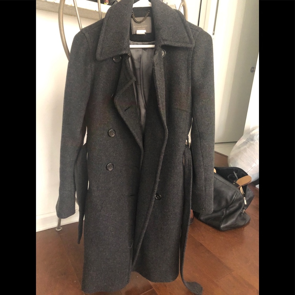 JCrew Charcoal Long Peacoat, Size 4